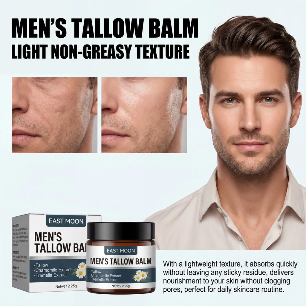 Men’s Tallow Balm Moisturizing Face Cream Non Greasy Soothing Brighten Daily Skin Care Post Shave Lightweight Fast Absorbing Oasis Select