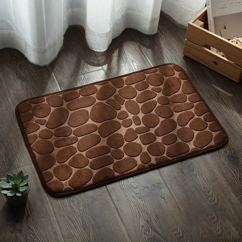 Practical Cobblestone Bath Mat Non-slip Absorbent Shower Doormat Thickened Soft Bathtub Floor Rug Oasis Select Coffee