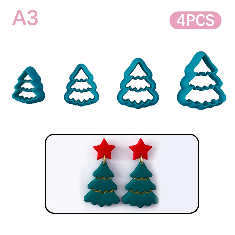 Christmas Tree & Wreath Polymer Clay Cutters – 4pc DIY Set