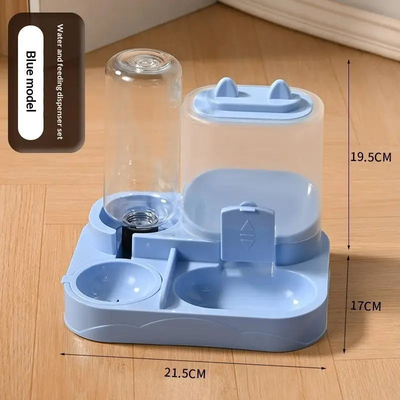 2-in-1 Large Pet Feeder Water Dispenser Dry Wet Separation Durable Plastic Transparent No Battery For Cats Dogs Travel Oasis Select C