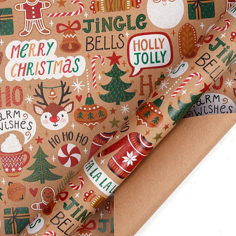 50x70cm Xmas Gift Paper Recyclable Kraft Wrapping Paper Christmas Wrapping Paper Sturdy For Wedding Winter Holiday Christmas Oasis Select Style 9
