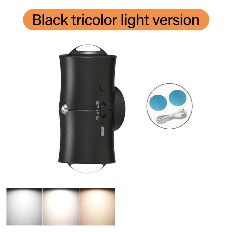 Rechargeable RGB Motion Sensor LED Wall Light – Magnetic Mount Motion Sensor Wall Light Oasis Select 3Colors Black
