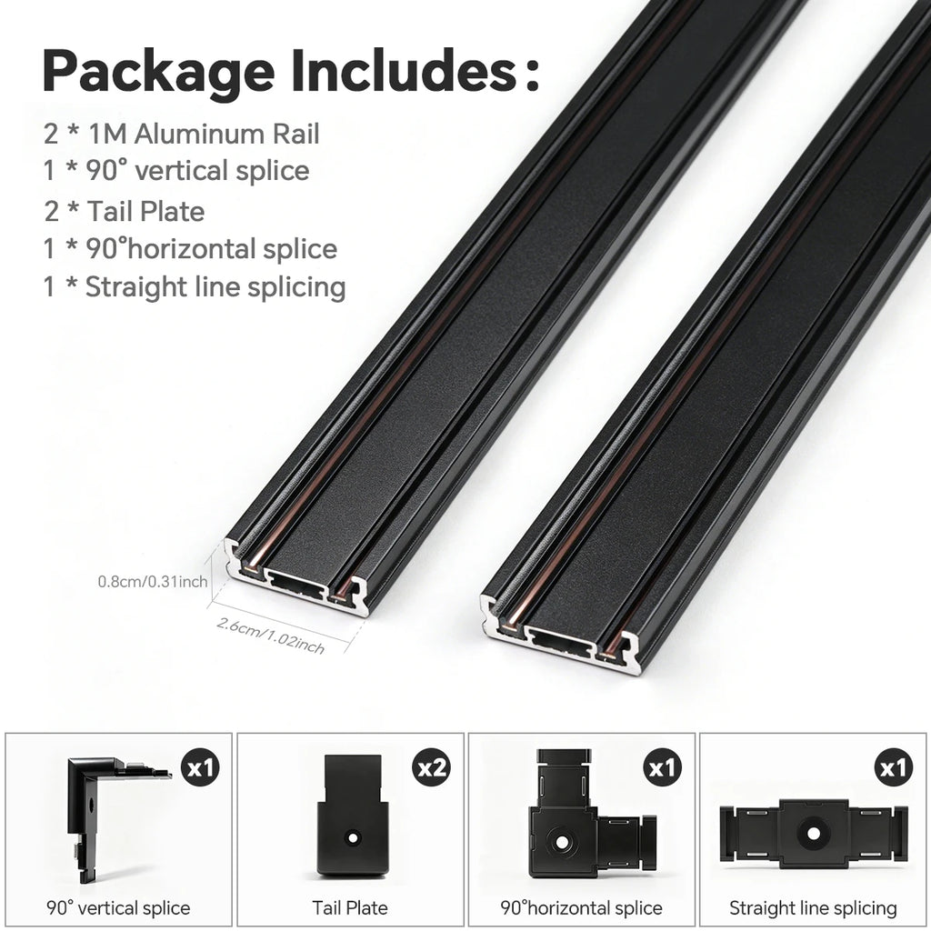 LED Magnetic Track Light Rail Spotlight Lamp Dimmable Ultra Thin Indoor Surface Mounted Lighting Wall Celing Light Rail-8mm Oasis Select 2PCS 1M Rail