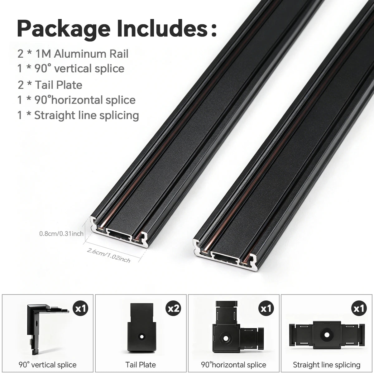 LED Magnetic Track Light Rail Spotlight Lamp Dimmable Ultra Thin Indoor Surface Mounted Lighting Wall Celing Light Rail-8mm Oasis Select 2PCS 1M Rail