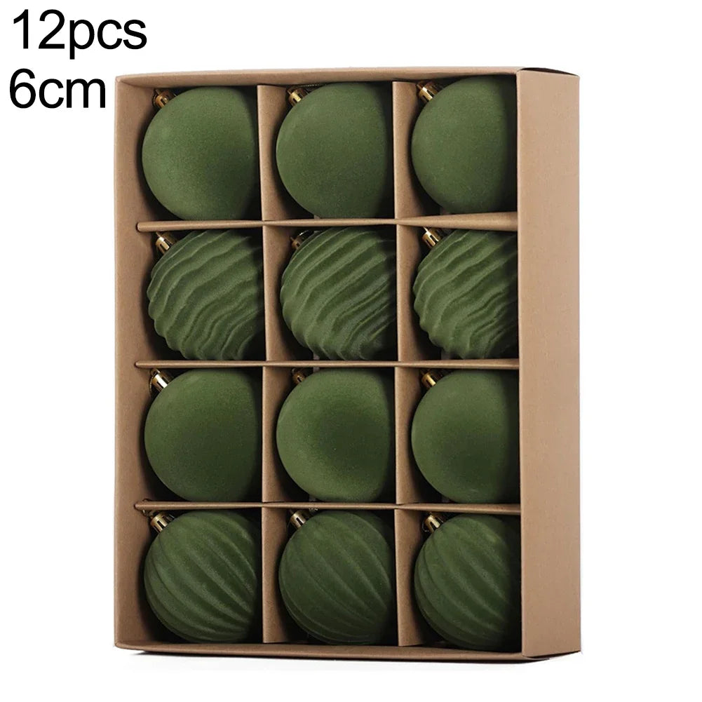 12-Pack DIY Christmas Ball Set Designed For Christmas Tree Decoration 6cm/8cm Christmas Ornaments For Xmas Trees Home Decor Oasis Select 6cm green China Mainland