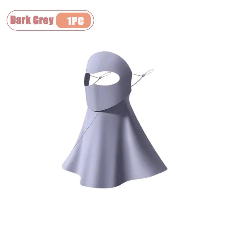 1-10PCS Ice Silk Face Mask Women Cooling Breathable UV Protection Eye Cover Summer Sun Mask Dustproof Stylish Face Gaiter Oasis Select Dark Grey-1PC
