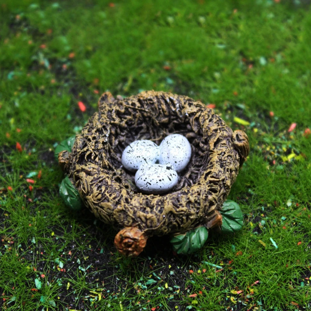 Crafts Dollhouse Little Birds Animal Model Succulent Plant Home Decor Fairy Garden Decor Micro Landscape Miniature Figurines Oasis Select M- Bird bed