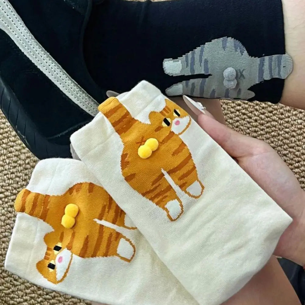 2025new Gift for cat lovers: cartoon cat ladies cotton socks breathable and comfortable socks for all seasons Oasis Select