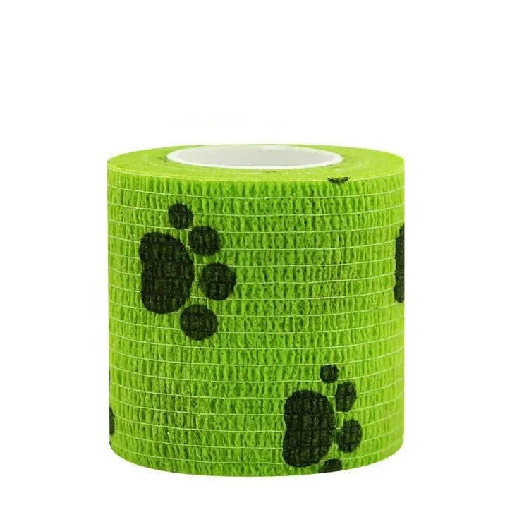 Self-adhesive Elastic Bandage For Pet Nonwoven Bandage Cover Protector Dog Outdoor Retractable Sports Tape Self Adherent Bandage Oasis Select Green Footprint 10x45cm