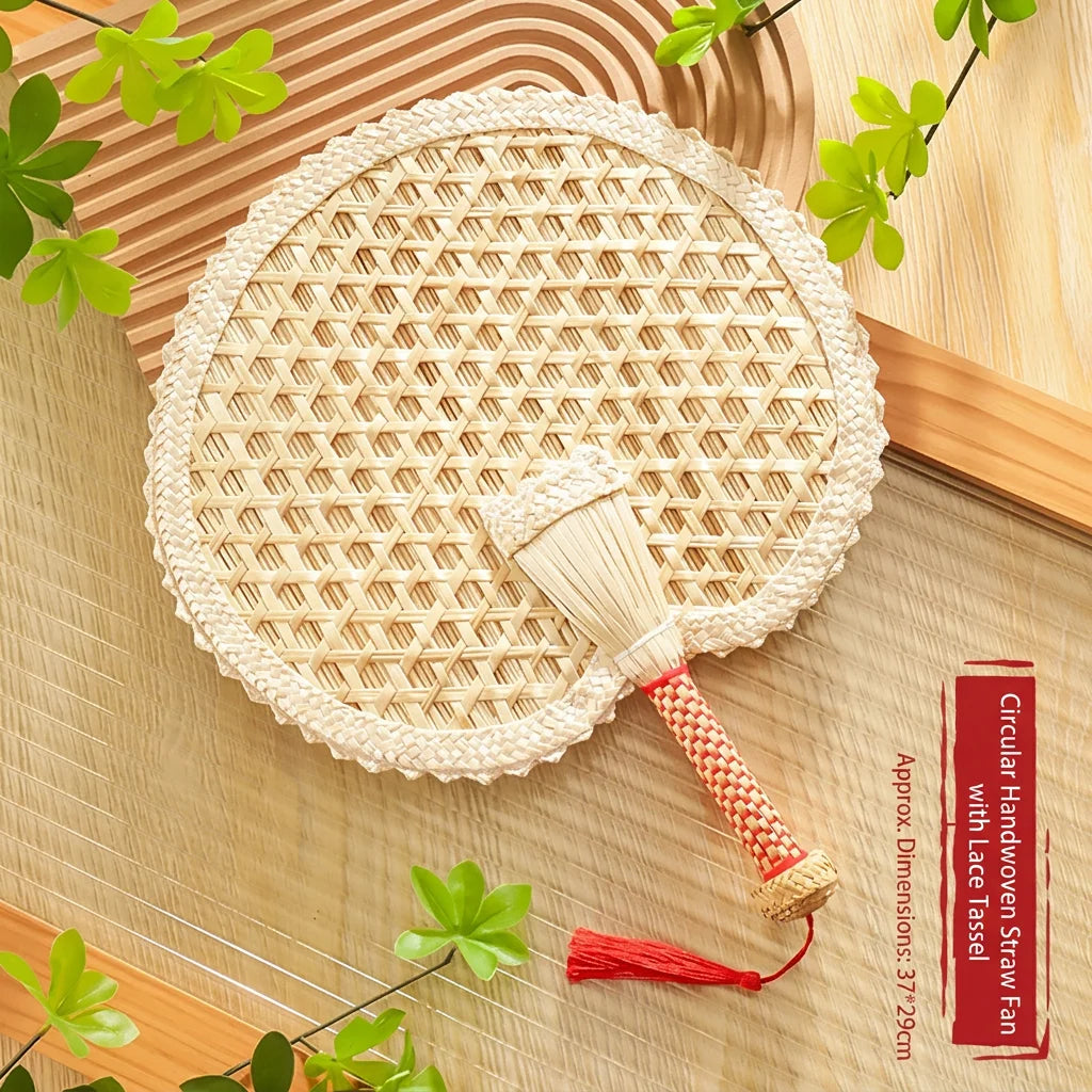 Handheld Cooling Fan Solid Traditional Hand Fan Palm Leaf Fan Soft For Fire Stirring Indoor Decorative Use Oasis Select Natural-37x29 cm