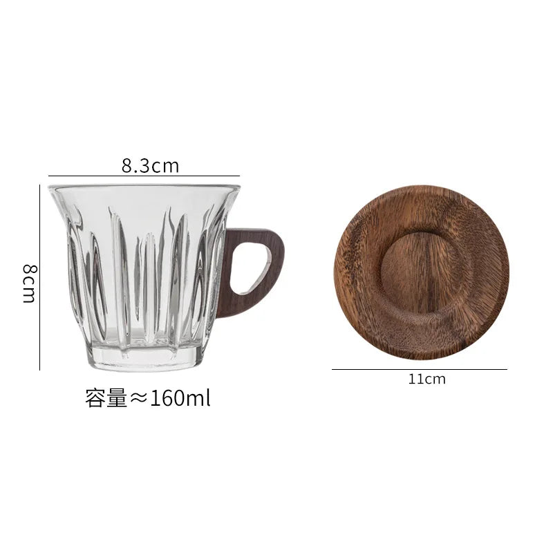 Glass Coffee Cup Set with Coaster, Milk Cup, Tea Cup, Latte Cup, for Cafes, Home Use, Restaurants, Coffee Bar Accessories Oasis Select 160ml 101-200ml