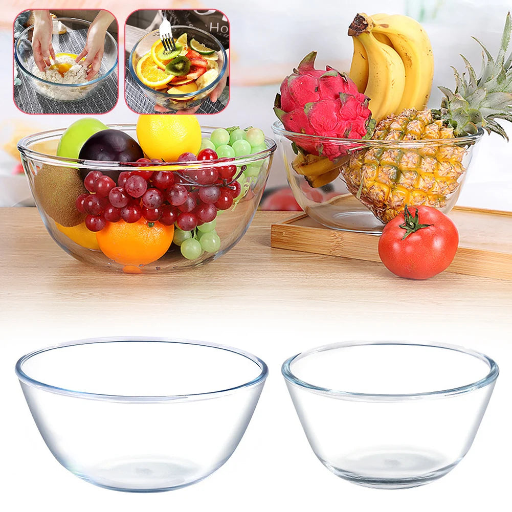 Clear Thickened Glass Mixing Bowl – Microwave & Dishwasher Safe