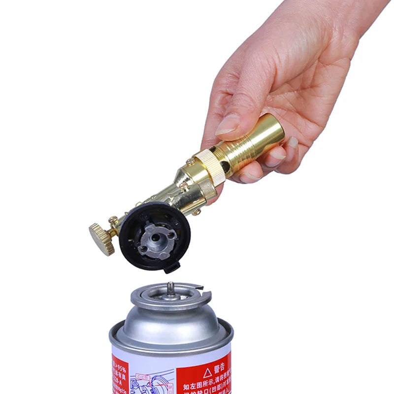 Handheld Copper Alloy Butane Torch Head Adjustable Flame for Kitchen BBQ Baking Cooking Creme - Ergonomic Fire Starter Lighter Oasis Select