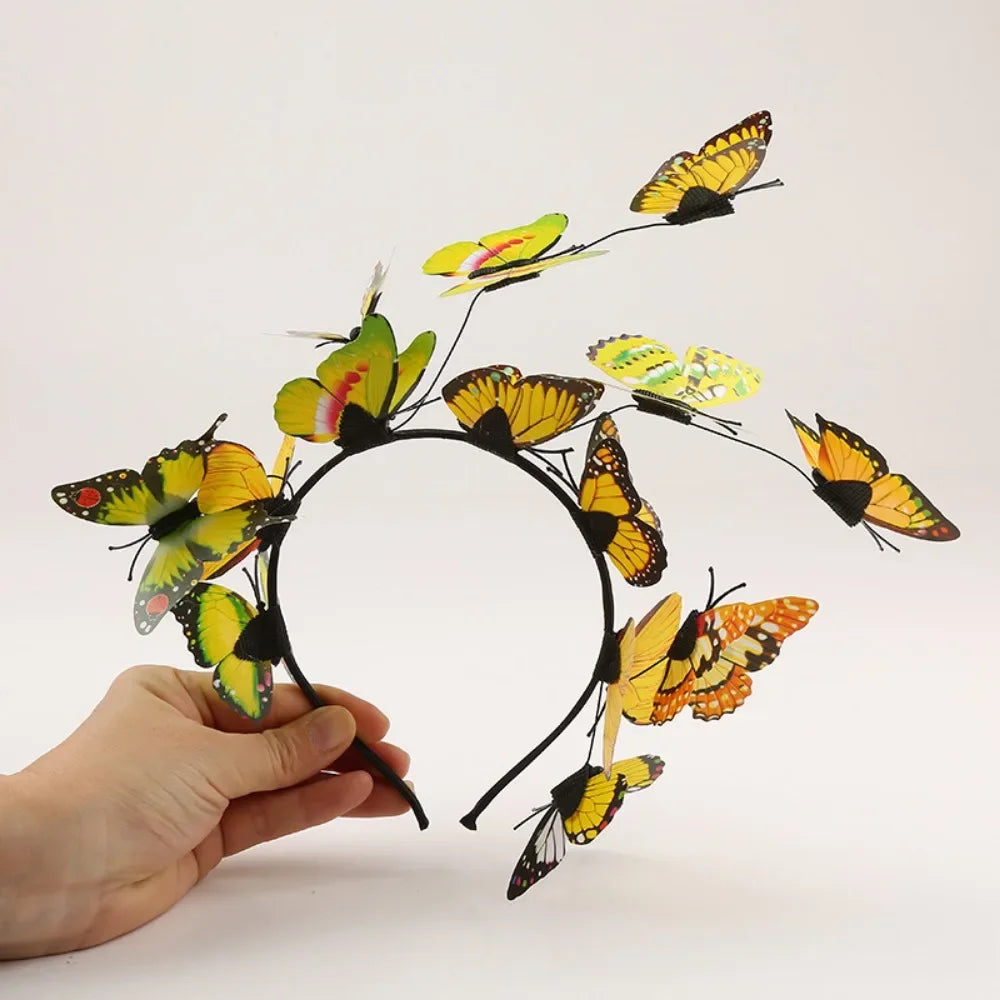 Womens Fairy Wreath Headband with Butterfly Jewelry Flower Garland Hair Band for Wedding Party Bridal Hair Accessory Oasis Select