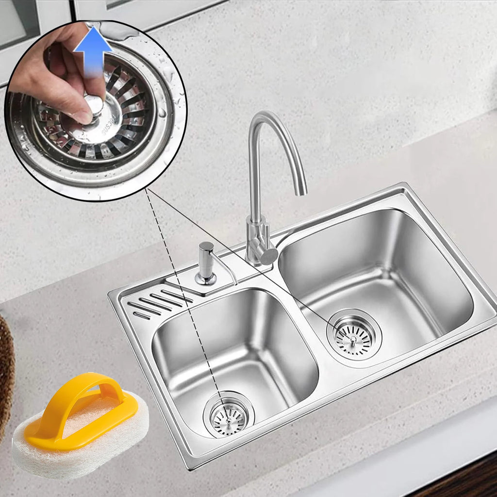 2pcs Kitchen Sink Strainer Stoppers and 1pc Sink Cleaning Cloth, Drain Plug, Sink Filter, Kitchen Floor Drain Tool Oasis Select