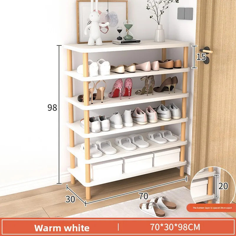 Wooden Shoe Rack Simple And E****mical Household Multi-layer Storage Rack Rental House Dormitory Shoe Cabinet Storage Artifact Oasis Select 70-30-White-6 layers