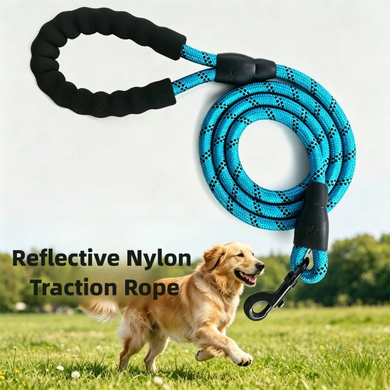 3m Pet Reflective Nylon Tow Rope Non Slip Foam Handle Pet Adjustable Towing Ropes Large Middle Small Dogs Outdoors Pet Supplies Oasis Select