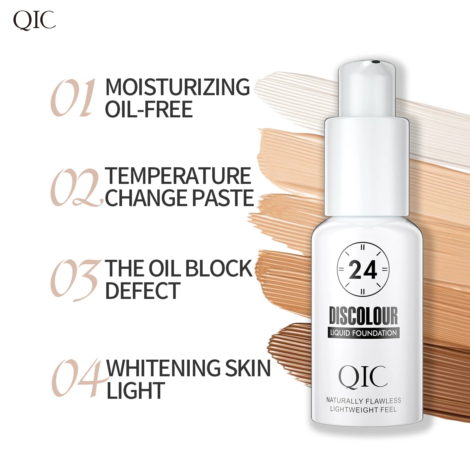 QIC 30ml Color-Changing Liquid Foundation – Full Cover Matte