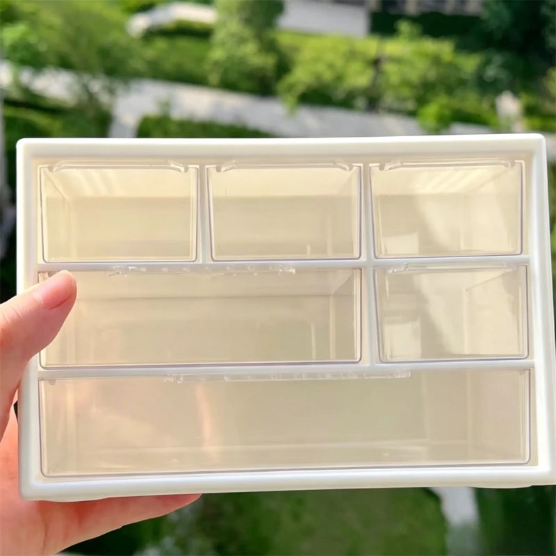 Dustproof Clear Plastic Desktop Storage Box with Drawers, Transparent Mini Organizer for Jewelry, Small Tools, Stationery Oasis Select