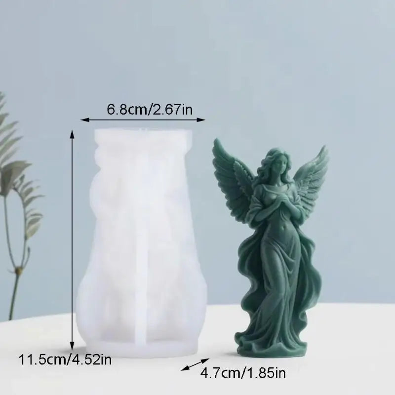 Wings Goddess Scented Silicone Candle Mould DIY Prayer Angel Sculpture Gypsum Resin Mold Women Candle Making Supplies Home Decor Oasis Select A3