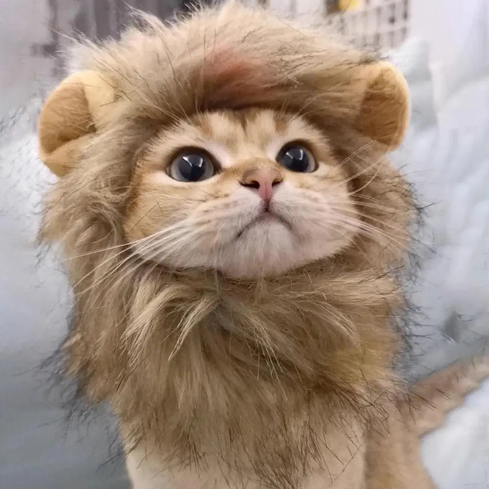 Cat Hairpiece Humorous Lion Mane Headgear for Dogs and Cats Adjustable Costume Accessories for Fun Dress-up and Play Oasis Select