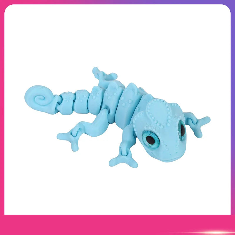 3D Printed Chameleon Figure – Movable Joints & Realistic Eyes Articulated Animal Figure Oasis Select Sky Blue One Size