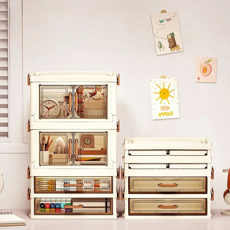 30/40cm Width, Foldable Desktop Organizer Multi-Layer Options,Cream Style Design,Perfect for Cosmetics，Stationery，Storage Box Oasis Select