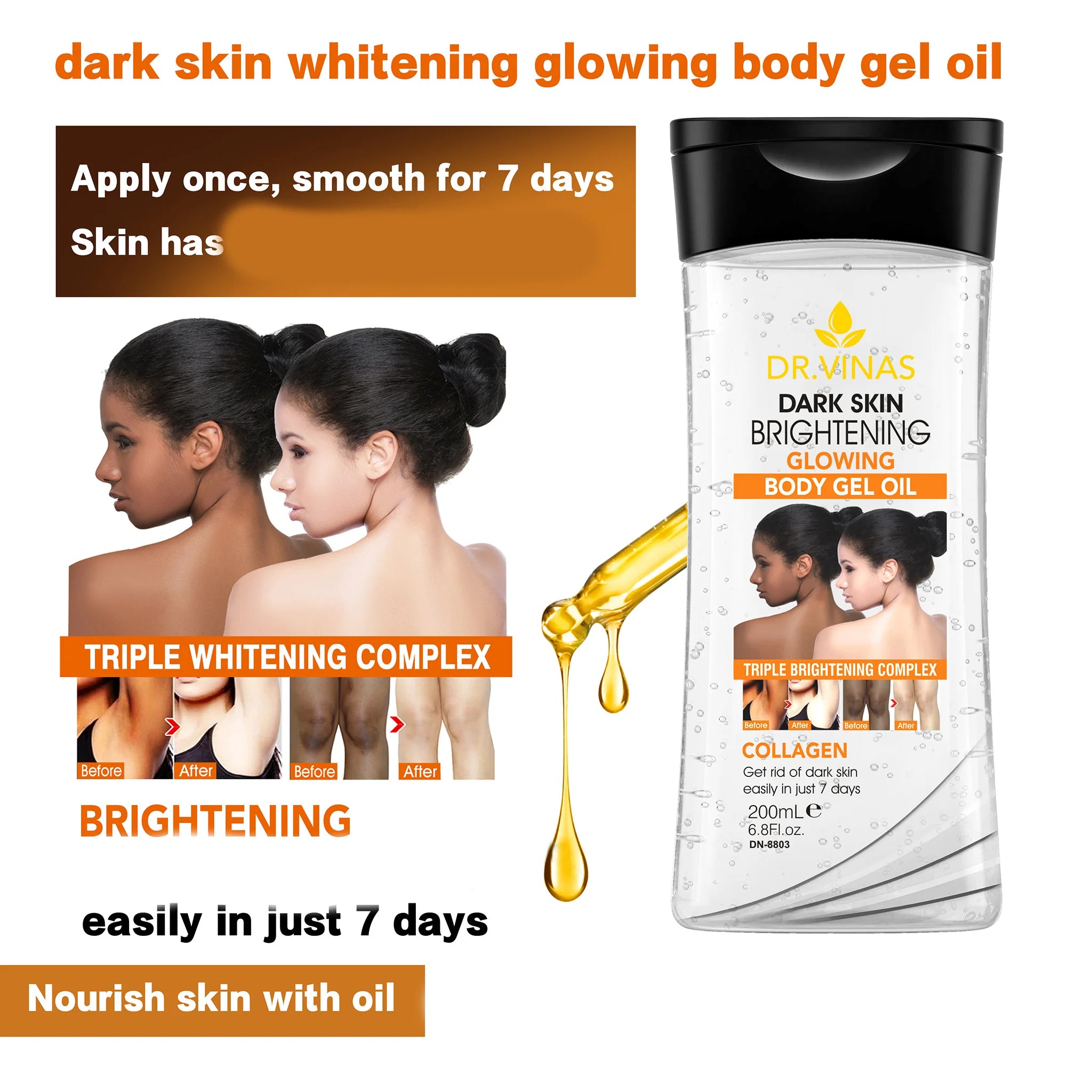 DR.DAVEY 200ml Brightening Body Gel Oil – Moisturizing Skin Care
