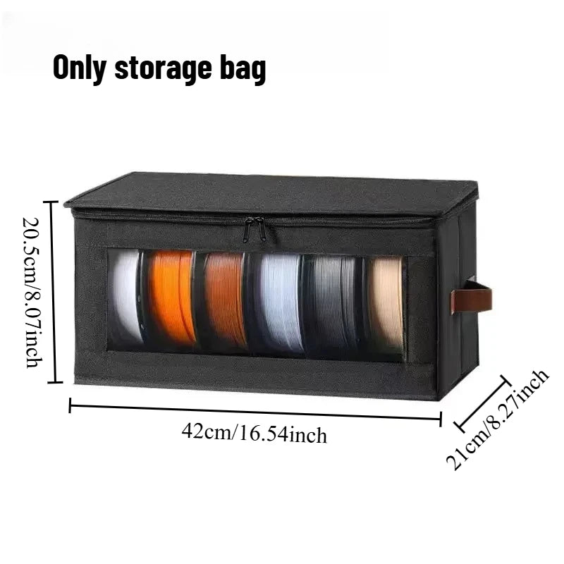 1pcs Dustproof Non-Woven Storage Bag with Clear Window Foldable Stackable Organizer Container for Printer Filament Toys CD Oasis Select black 1PC