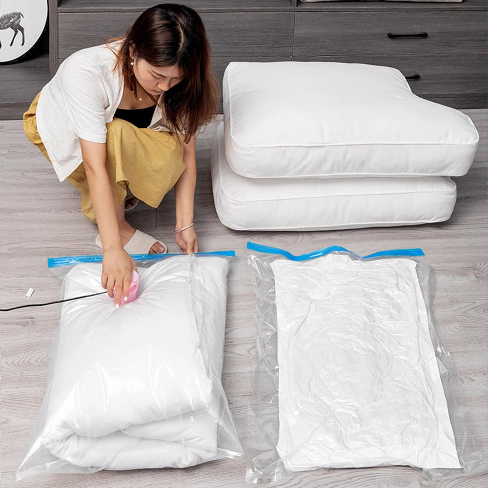 4-Pack Travel Compression Bags – No Vacuum or Pump Needed