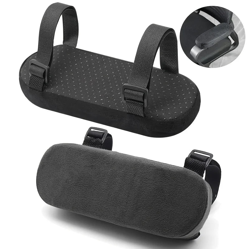 2pcs Office Chair Armrest Cushions - Ergonomic Elbow Pillows with Breathable Perforated Design, Adjustable Straps & Soft Padding Oasis Select