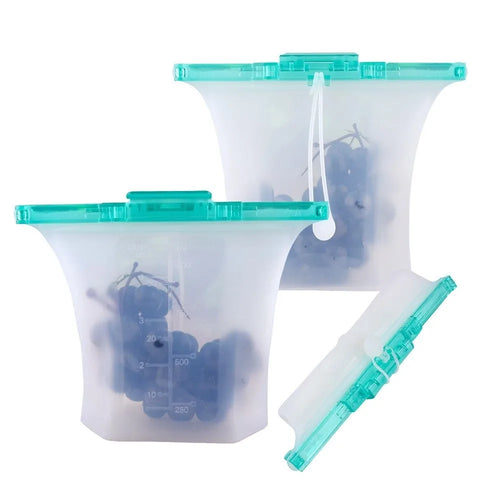 1000ml Reusable Silicone Food Storage Bag – Leakproof Seal Silicone Storage Bag Oasis Select