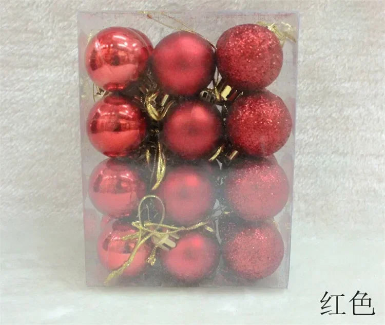24Pcs Christmas Balls Ornament Plastic Christmas Tree Gold Red Pink Ball Pendant Hanging Decor Christmas Decoration Navidad Oasis Select Red