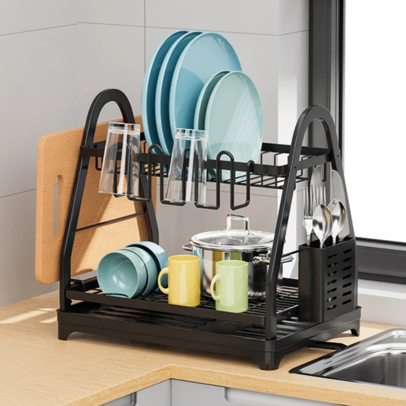 Dish storage rack Kitchen rack Multifunctional bowl and chopsticks drain rack Household countertop bowl rack Oasis Select