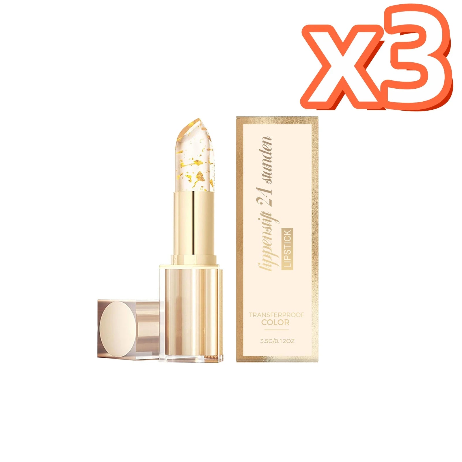 Gold Foil Color-Changing Lipstick | Hyaluronic Acid Lip Balm Color-Changing Lipstick Oasis Select 3.5g Boxed X 3PCS