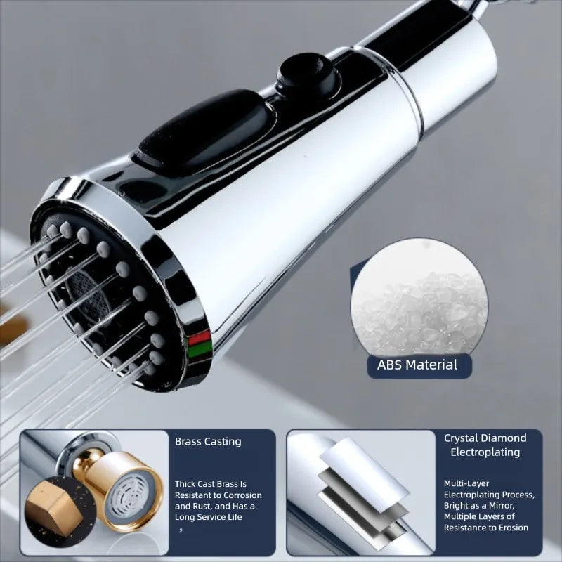 2 In 1 Kitchen Faucet Extender Universal 720° Rotate Pull Out Kitchen Tap Multi-mode Strong Flushing Booster Kitchen Accessories Oasis Select
