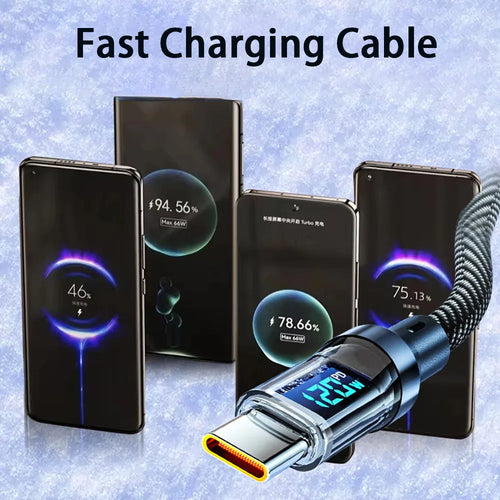 USB to TypeC or TypeC to TypeC Phone Super Fast Charging Cable Data Cord With LED Display, Xiaomi iPhone、Samsung not compatible Oasis Select