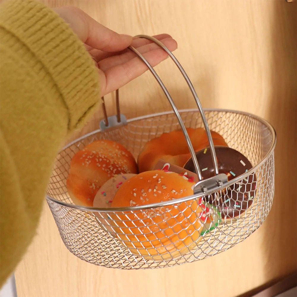 Stainless Steel Air Fryer Basket & Baking Tray with Handles
