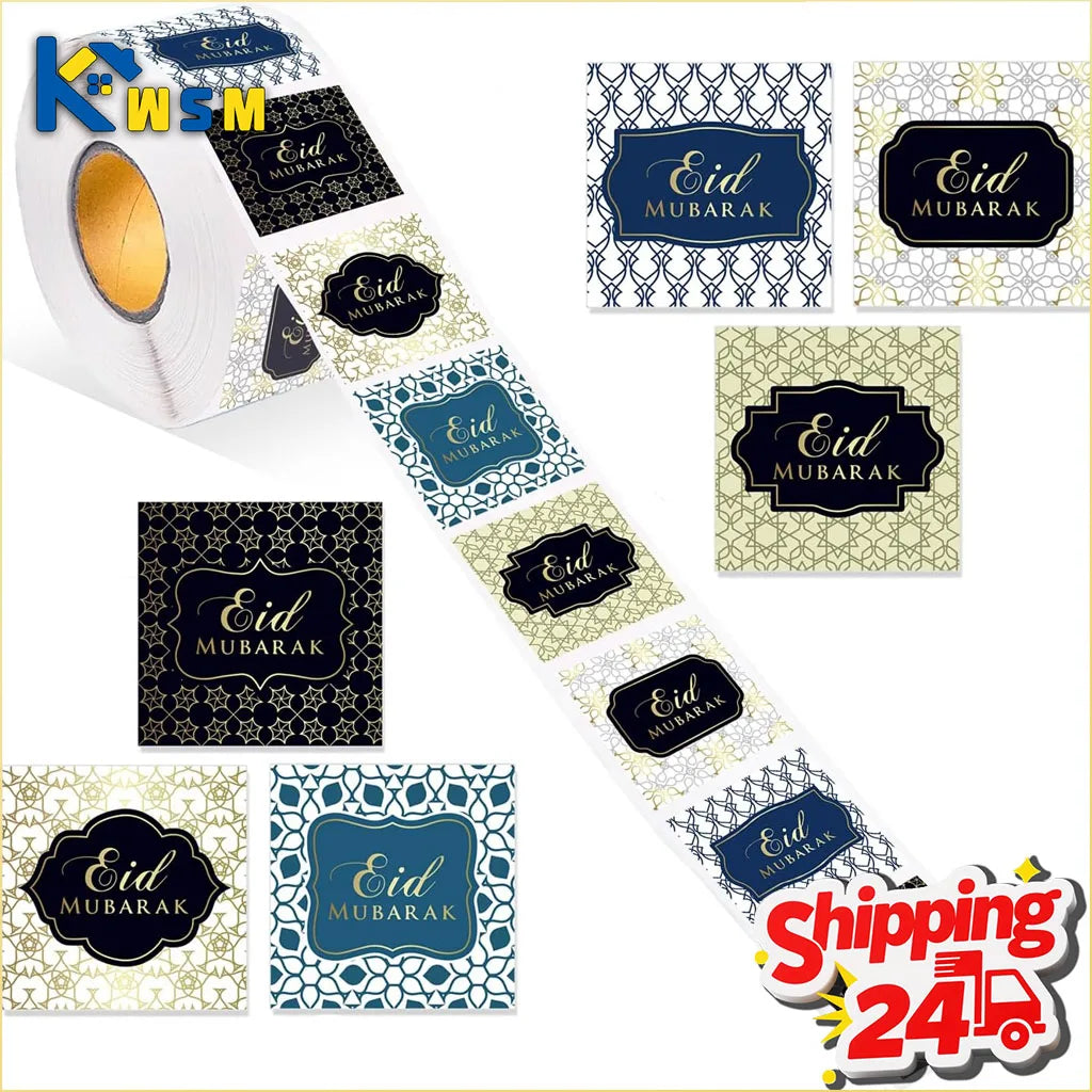 500PCS Eid Mubarak Stickers – Ramadan Self-Adhesive Labels