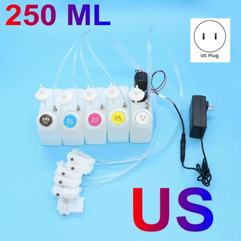 WISH DTF Printer Ink Tube Damper Pipeline L805 L801 L1800 R1390 DTG Printer Ink Pipeline Clear Bottle Ink Sac Damper US Plug Oasis Select