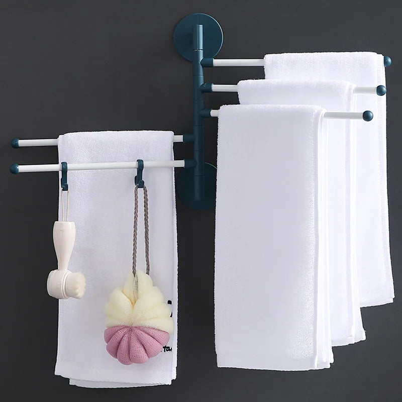 Household products hole free multi-purpose rotary towel rack rotatable bathroom toilet wall hanging towel bar rack Oasis Select