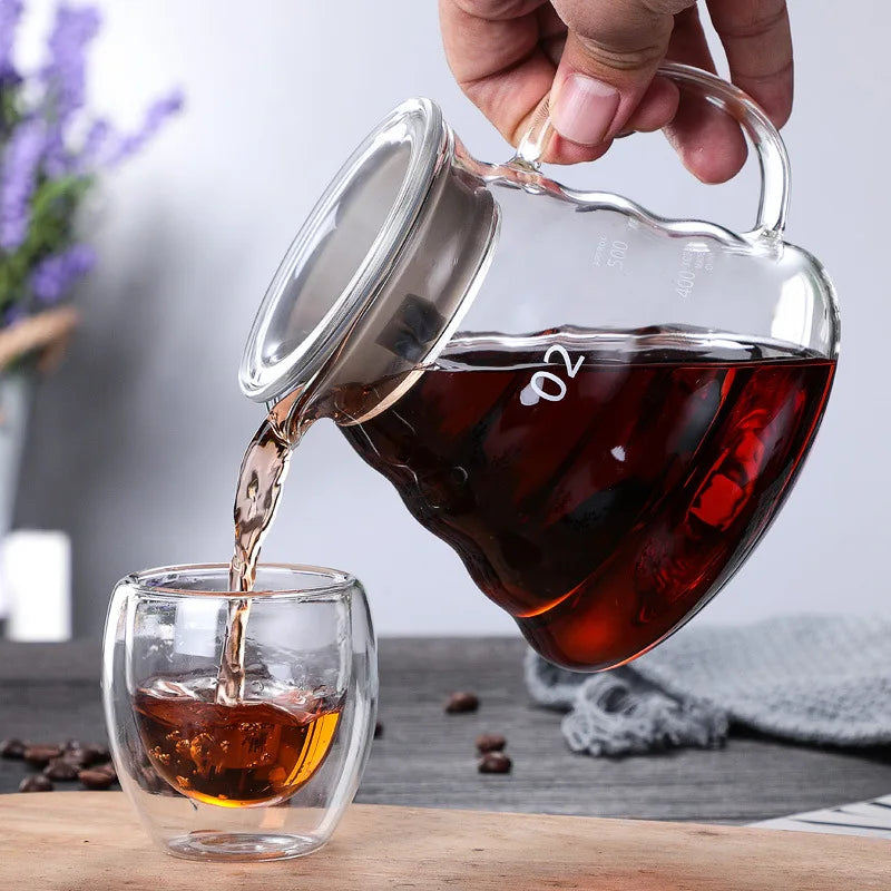 360/600/800ml Heat Resistant Coffee Pot Clear Glass Kettle Sharing Pot with Lids, Pour Over Coffee Espresso Maker Accessories Oasis Select