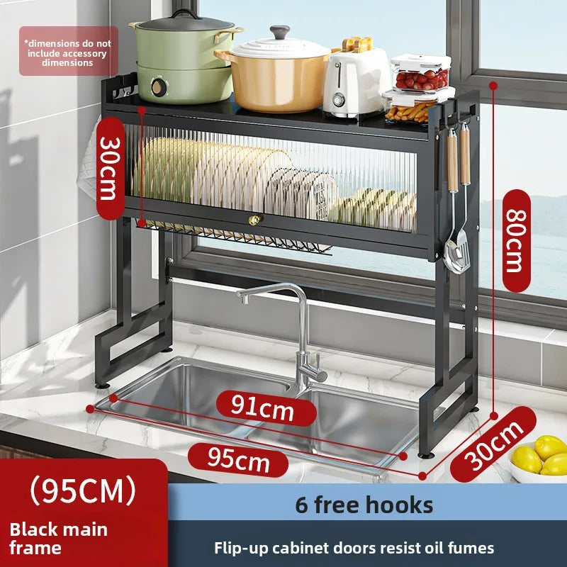 Kitchen Dust Sink Shelf Countertop Dish Shelf Dish Shelf Sink Dish Rack Drain Rack Oasis Select Black 95cm