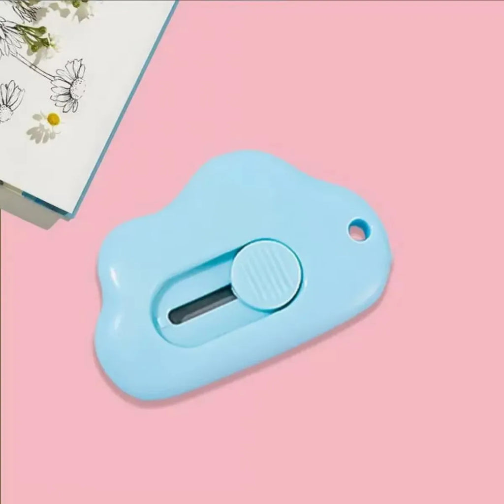 1/2/3/4pcs Kawaii Clouds Mini Portable Ulity Knife Box Cutter Opener Pocket Stretch Paper Cutters School Office Supplies Gift Oasis Select 1pcs blue