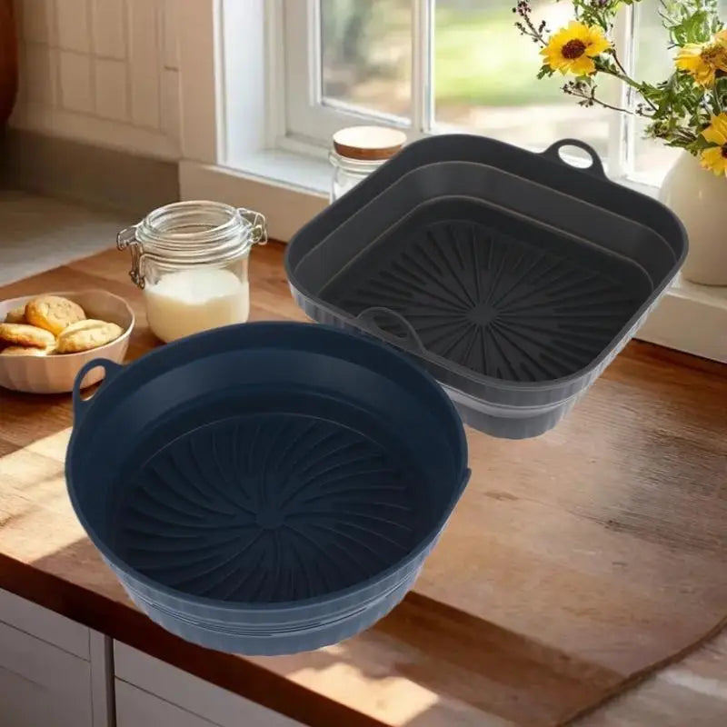 Foldable Air Fryer Silicone Liners Reusable Silicone Air Fryer Basket Food Safe Non Stick Air-Fryer Bakeware Kitchen Accessory Oasis Select