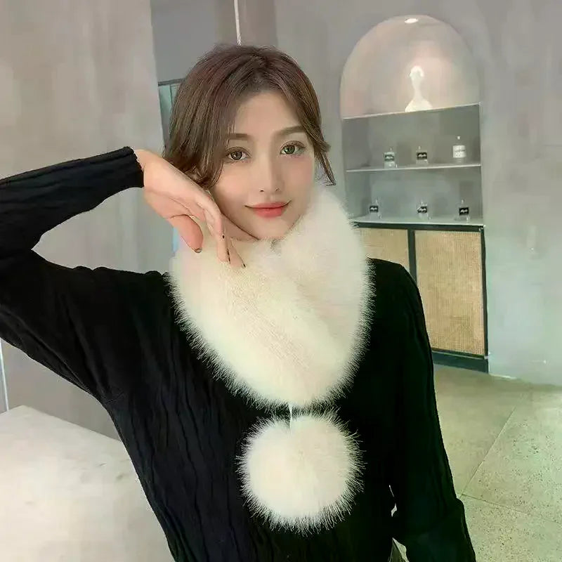 Women's Velvet Faux Fur Collar Scarf – Soft, Warm & Elegant