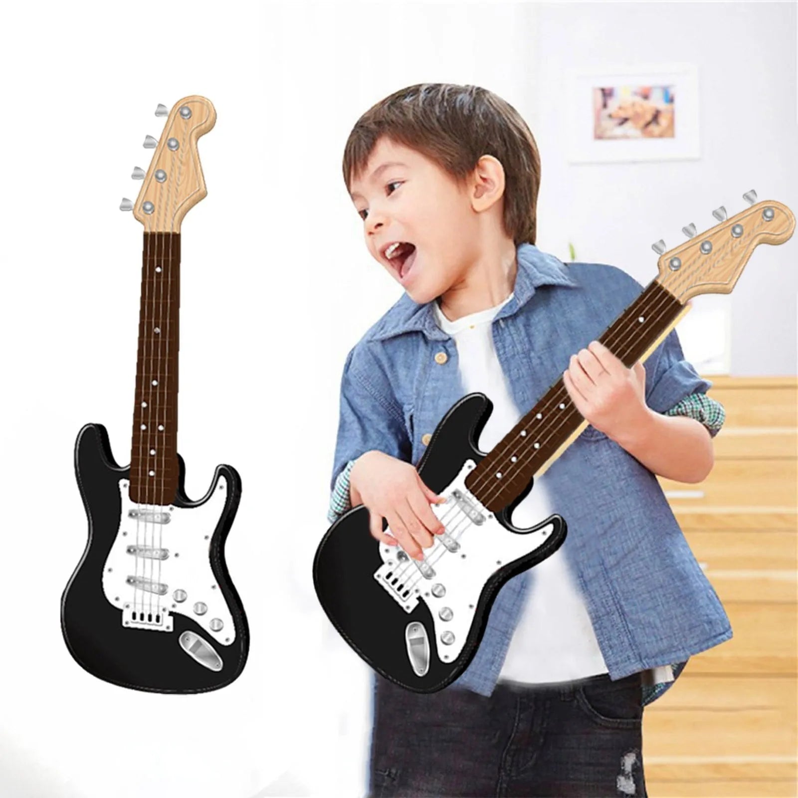 17" Kids Electric Guitar Toy – 4 String Musical Instrument Kids Guitar Toy Oasis Select Black One Size