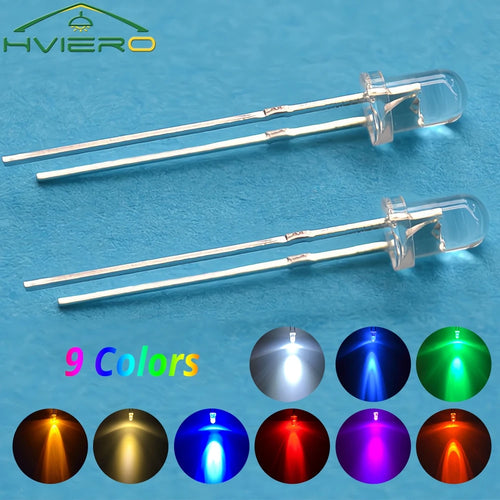 100Pcs 3mm LED Diode Assortment Kit – Ultra Bright Multi-Color LED Diode Kit Oasis Select