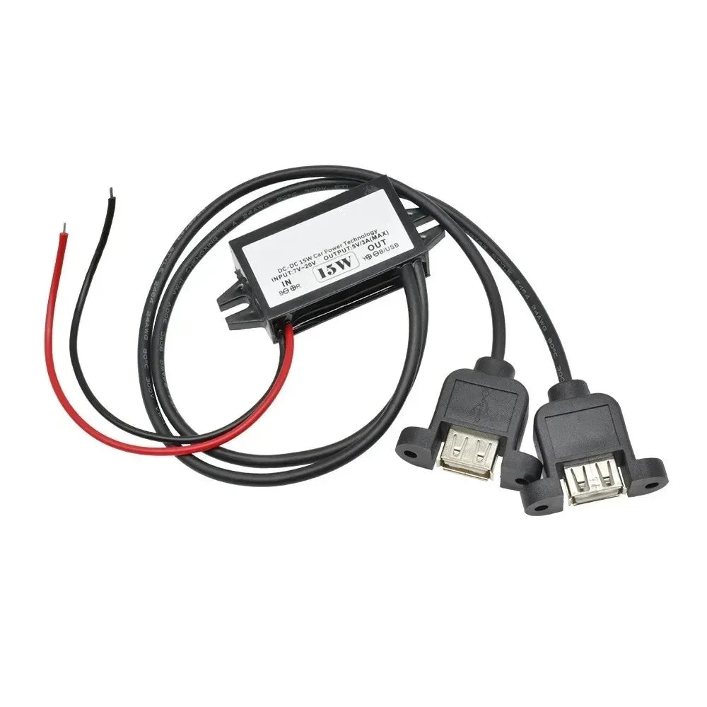 Car Power Converter DC-DC12V 24V to 5V 3A 15W Step Down Module Power Adapter USB-A Female/open Wire Connector/Type-C/dual USB Oasis Select