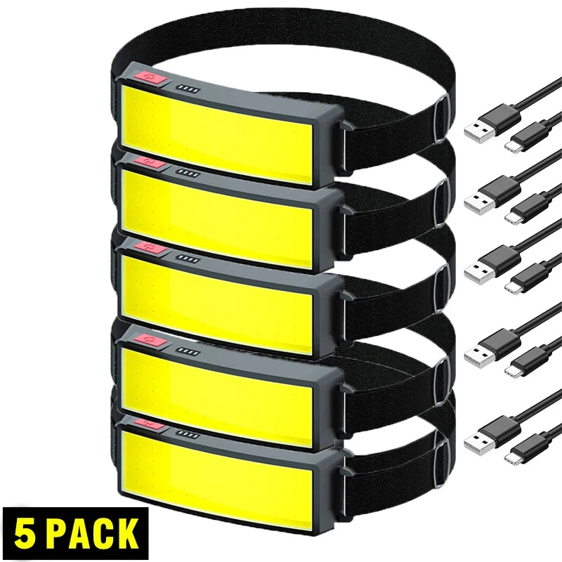 COB LED Rechargeable Headlamp 800 Lm – USB, IPX4, Camping